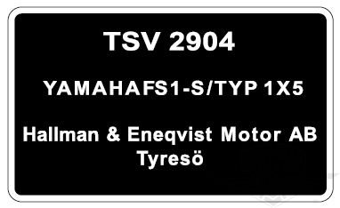 Typeskilt Yamaha FS1-S/Typ 1X5