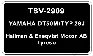 Typeskilt Yamaha DT50M/Type 29J